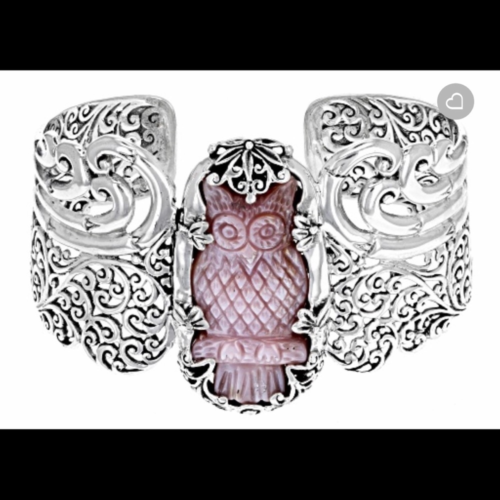 Pink Mother of Pearl Silver Cuff Bracelet